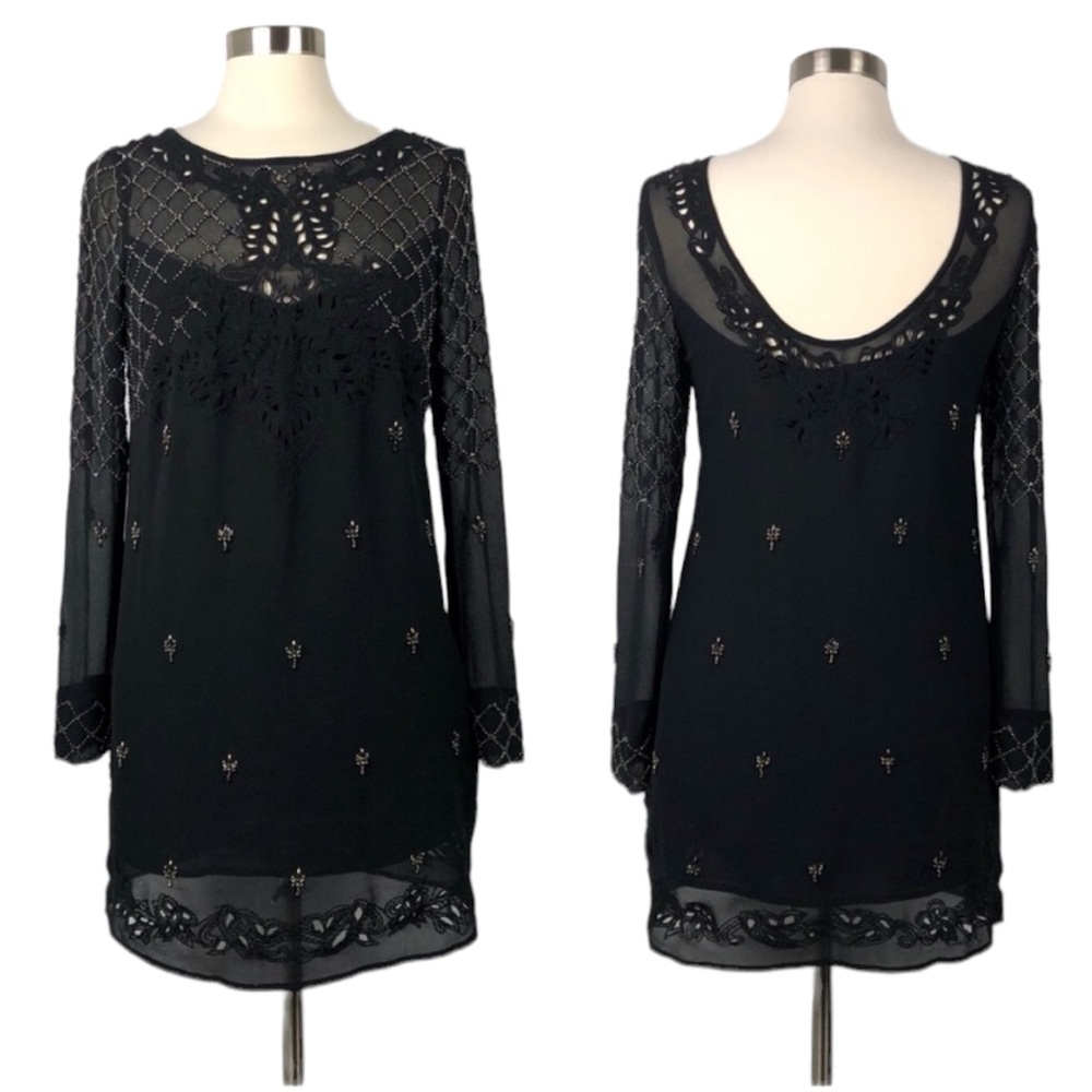 Free People Beaded Black Embroidered Dress - Picture 16 of 16